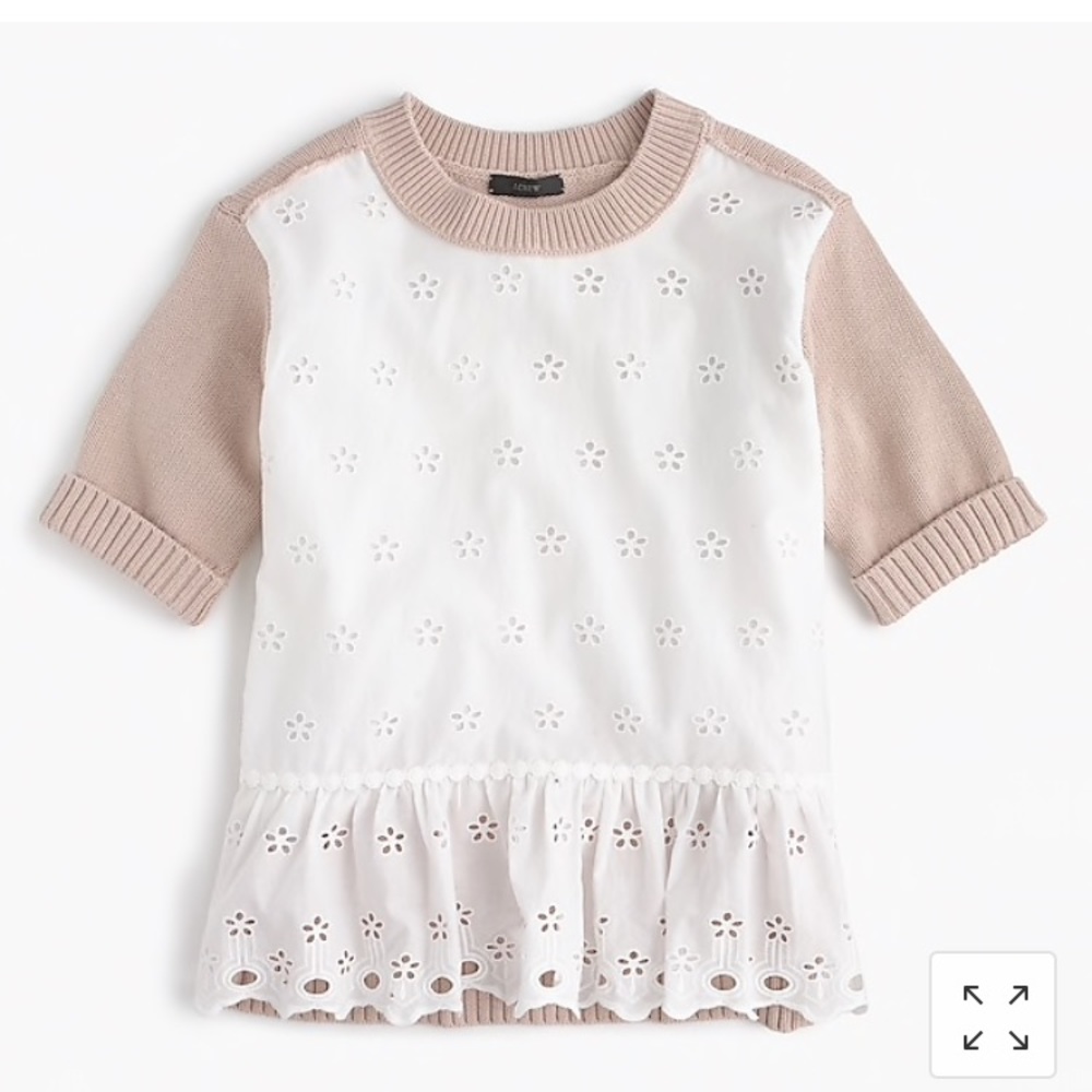 Eyelet Peplum Short-Sleeved Sweater